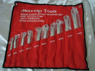 Maxtop Tools Double Ring Offset Spanner Set- 10 pcs
